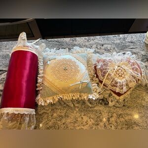 3 Vintage Satin & Lace Throw
Pillows~Shabby Chic~Victorian Decor ~Very Pretty!!